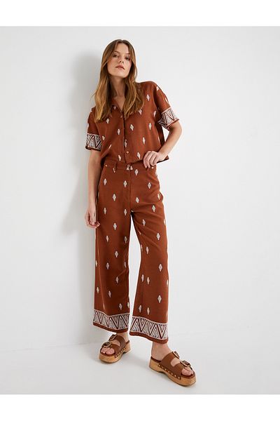 Koton Palazzo-Hose mit ethnischer Stickerei - Normale Taille