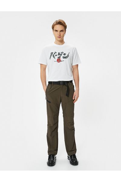 Koton Μπλουζάκι από βαμβακερό εμπριμέ Far East - Crew Neck, κοντό μανίκι