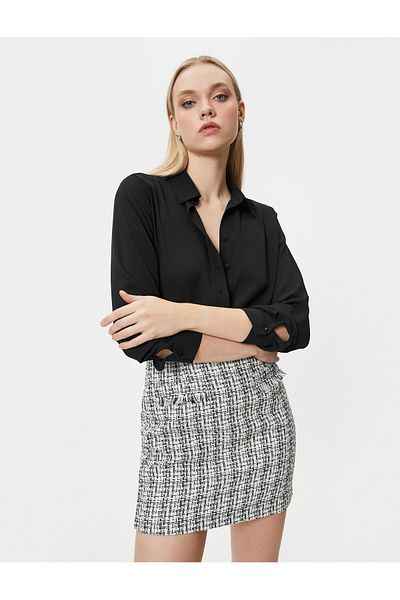 Koton Fustă mini Tweed Talie Normală