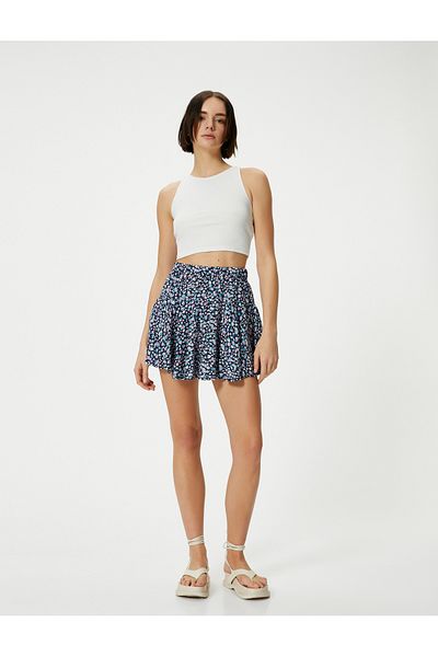 Koton Floraler Mini-Shorts-Rock Viskosestoff Bequeme Passform