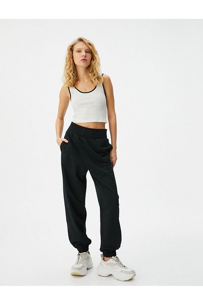 Koton Άνετη φούτερ Jogger - Κορυφαία ψηλή μέση με εργαλειοθήκες και βαμβακερό μείγμα