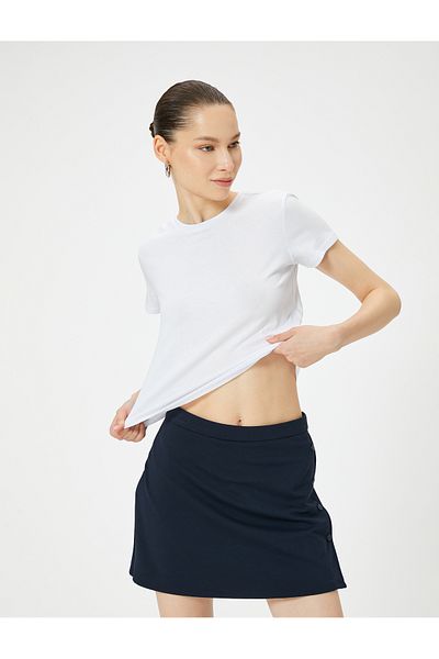 Koton Κοντομάνικο T-shirt με λαιμόκοψη με δαντέλα πλάτη και λεπτομέρεια με φιόγκο