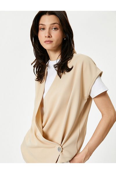 Koton Wrap Blouse Short Sleeve V Neck Buttoned