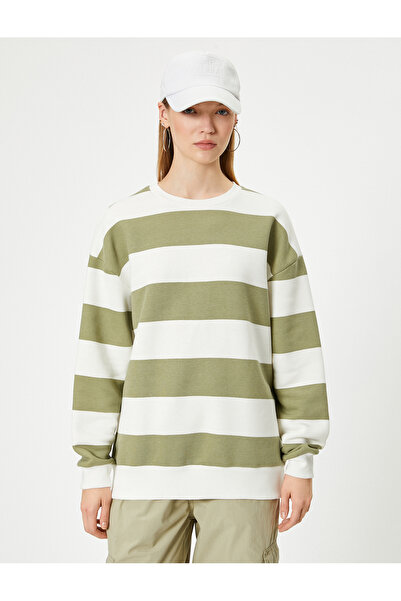 Koton Ribbed Crew Neck Long Sleeve Sweatshirt - Relax Fit