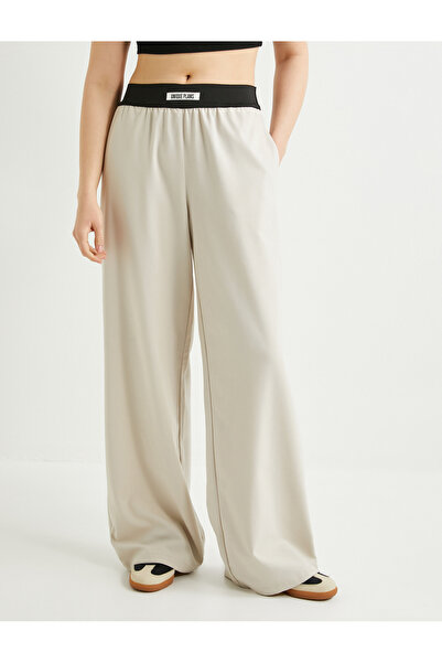 Koton Široké kalhoty Elastický pas Barva Kontrast viskózová směs