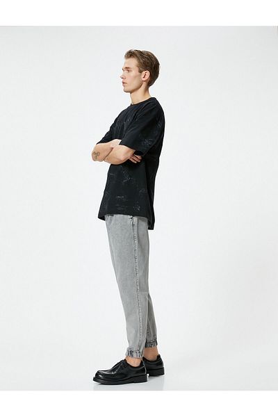 Koton Lockere Jeans Jogger verwaschen mit geschnürten Taillentaschen