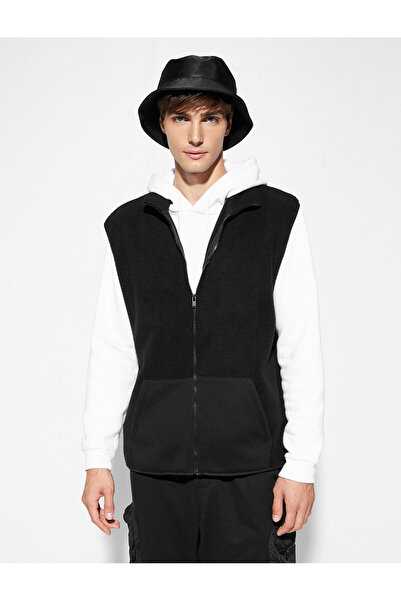 Koton Λούτρινο γιλέκο με φερμουάρ καγκουρό τσεπάκι με λεπτομερή βάση