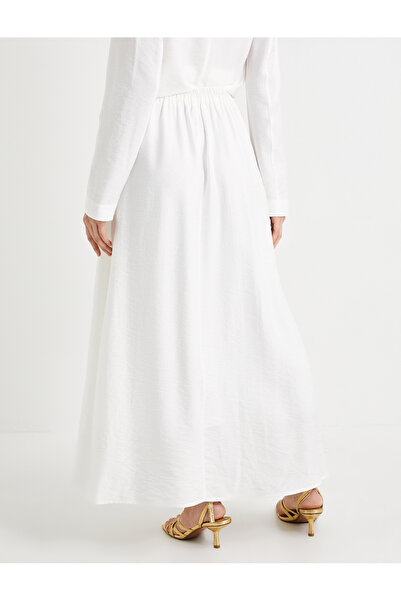 Koton Midi Skirt High Waist Buttoned Viscose Mixed