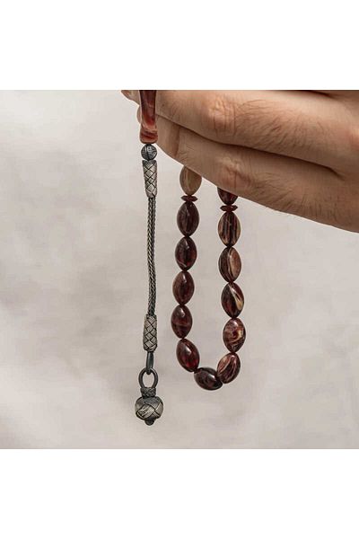 Skygo Silver Kazaz Tasseled Tight Amber Rosary