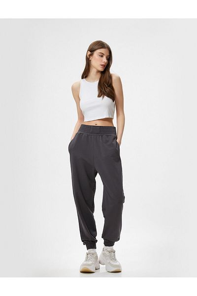 Koton Jogger Φούτερ Ψηλόμεση Άνετη Εφαρμογή Βαμβακερή Τσέπη