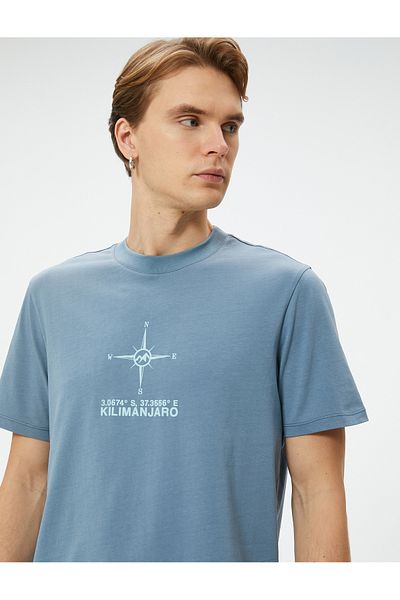 Koton Crew Neck Slogan Printed Cotton T-Shirt