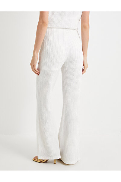 Koton İspanyol Paça Pantolon Dokulu Yüksek Bel