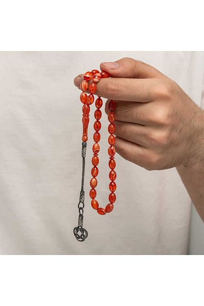 Skygo Silver Kazaz Tasseled Tight Amber Rosary