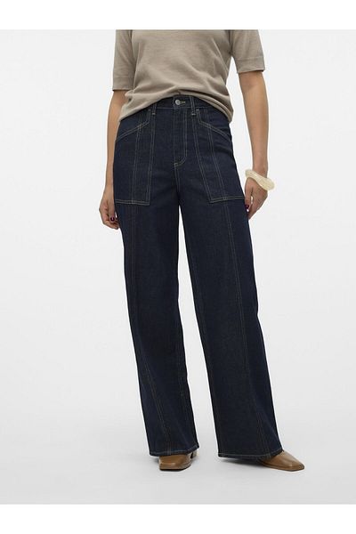 Vero Moda Weit geschnitten VMKATHY Süper Yüksek Bel Weiter Beinschnitt Jeans