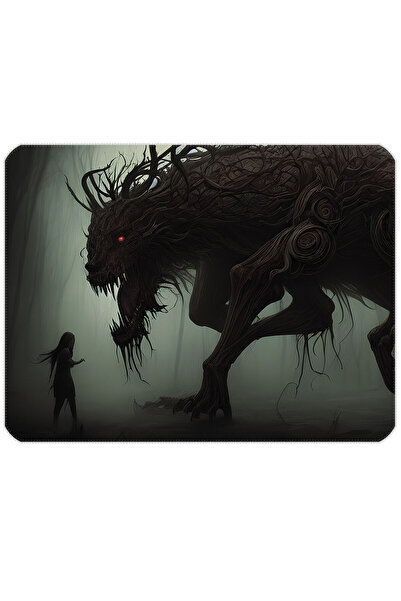ilyuka 40X30cm Gaming Oyuncu Mousepad Kaymaz Kauçuk Taban Dikişli Kenar Spooky Beast MP264030