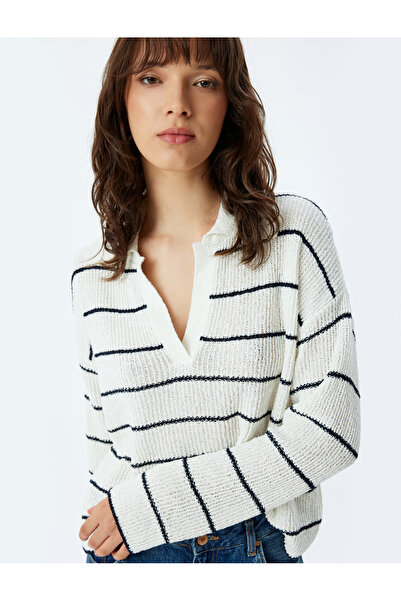 Koton Dark Blue Women's Polo Knit Sweater