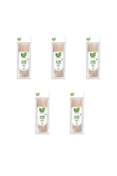 Roll-Up Ecological Natural Nature Friendly 100% Wooden Fork - 16 cm - 5 Pack of 8