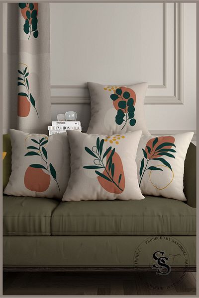 SasoHome Set de 4 huse de pernă cu imprimare digitală cu model de flori cu design suprarealist modern
