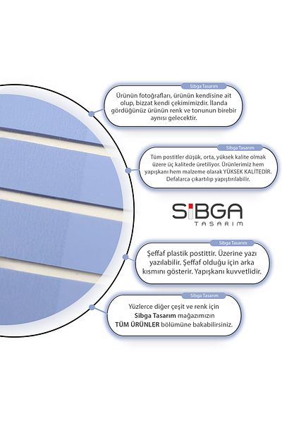sibga tasarım Transparent Colored Post-It Note Paper - 200 Sheets Bookmark Sticker