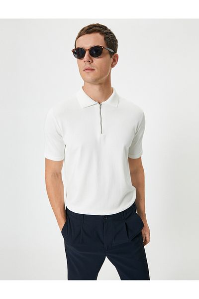Koton Knitwear Polo Collar Sweater - Half Zipper, Short Sleeve