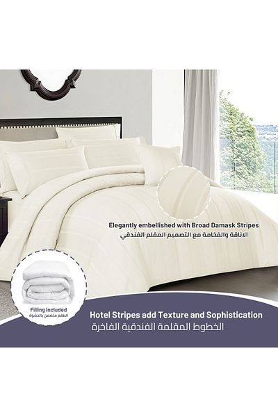 Donetella 8-Piece 300 TC Cotton Solid King Comforter Set 240x260 cm