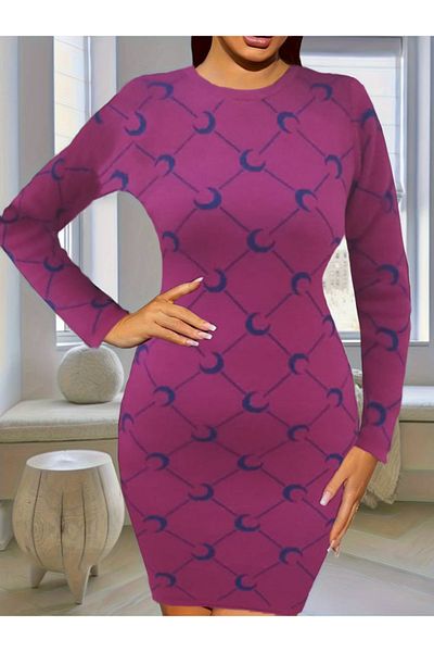 Kokosh moda Γυναικείο Πλεκτό Μίνι Φόρεμα με μακρυμάνικο λαιμόκοψη