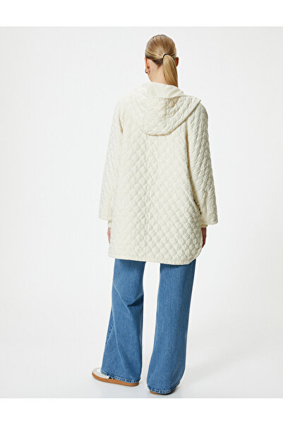 Koton Hooded Quilted Raincoat with Pocket, Snap Button, Ribbed on the Ankle