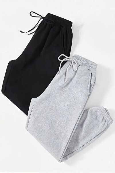 Vilaris طقم بدلة رياضية للجنسين باللون الأسود والرمادي - ساق مطاطية