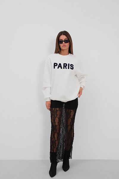 Black Fashion Hanorac alb cu gât înalt