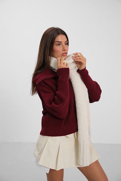 Black Fashion Boucle White Scarf