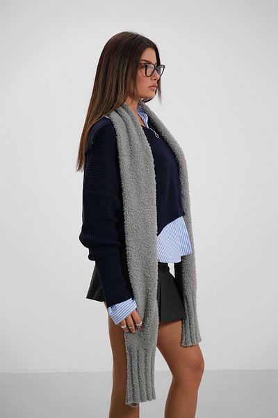 Black Fashion Boucle Gray Scarf