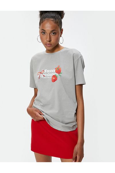 Koton Crew Neck Printed Cotton T-Shirt