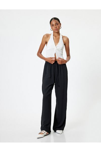 Koton Standard Waist Straight Leg - Waist Lace-up Trousers