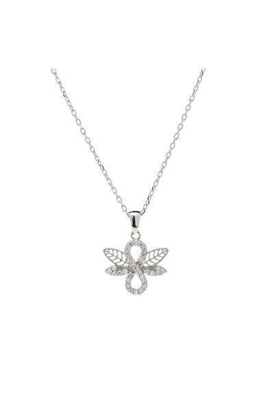 NAGISS Yusufçuk Kanatlı Sonsuzluk Detaylı Zirkon Taşlı 925 Ayar Gümüş Kolye