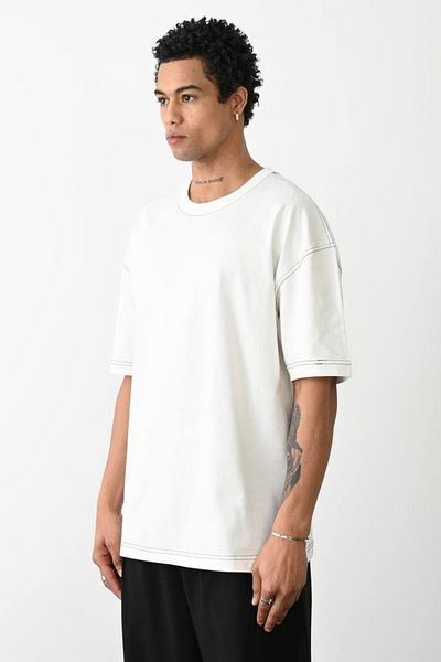 CreativeStyle Ανδρικό μπλουζάκι Oversize Μεταξένιο Apreli Κανάλι Αντίθεσης Ραμμένο Ειδικό Σχέδιο