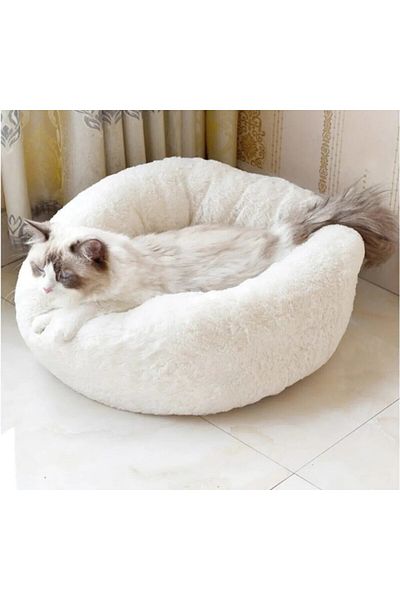 oceanking Plush Wellsoft Short Fur Soft White Cat Bed - Dog Bed Cushion