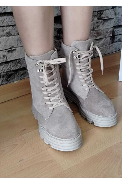 Zera süet bej hakiki deri kadın bot