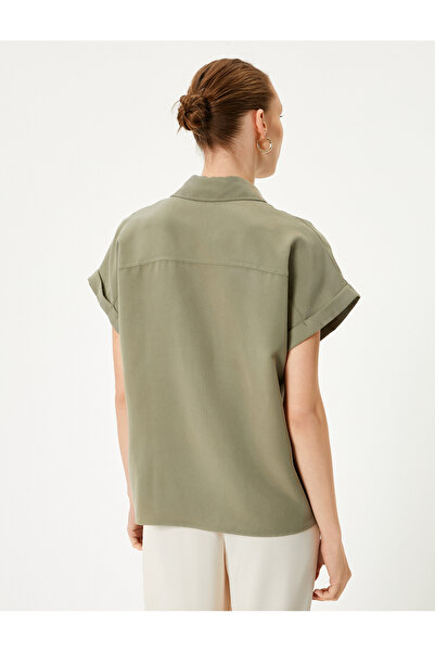 Koton Košile s krátkým rukávem Kapsa Modal Blended