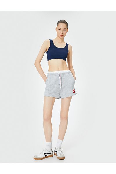 Koton Double Waist Detailed Sports Mini Shorts with Pockets and Tie Waist