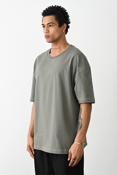 CreativeStyle Ανδρικό μπλουζάκι Oversize Μεταξένιο Apreli Κανάλι Αντίθεσης Ραμμένο Ειδικό Σχέδιο