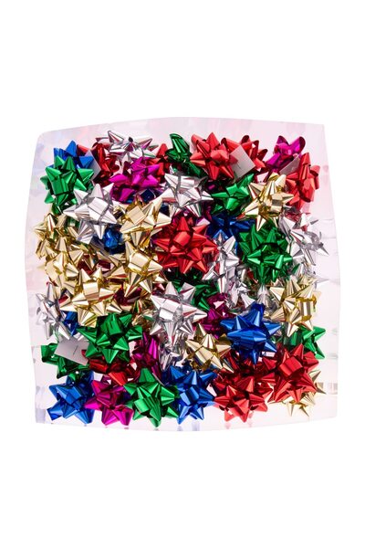 Dekals 10 Pcs Shiny Metallic Mixed Small Size Bow Gift Bag Ornament Raffia Adhesive Star Ornament