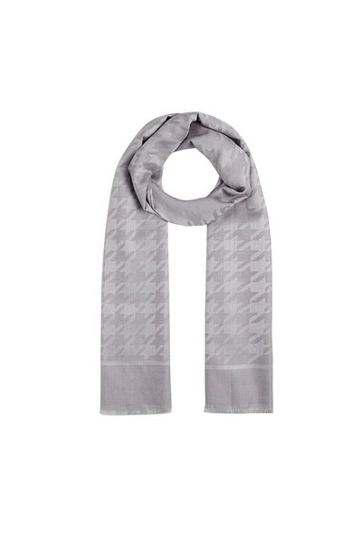 ipekevi Silver Houndstooth Patterned Cotton Silk Shawl
