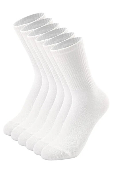 Çorap Bakkalı Pack of 6 Unisex Super Economical Plain White Tennis Socks