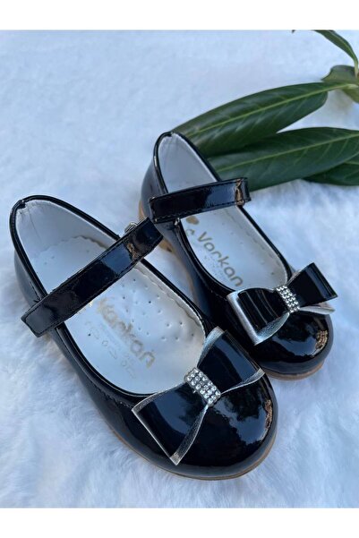TAKI DERYASI Girl's Baby Shiny Black Party Ballerinas