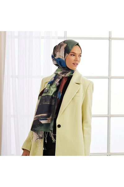 ipekevi Silver Silk House Silk Shawl 7187