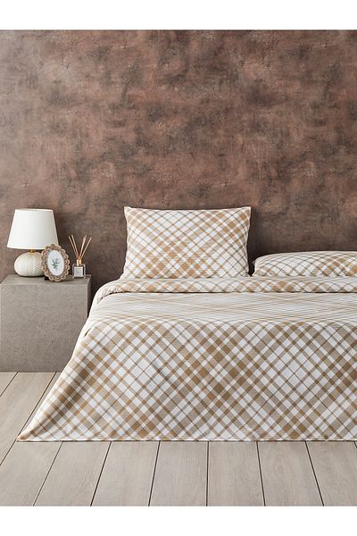 English Home Set cuvertură de pilota dublu bej mono Check