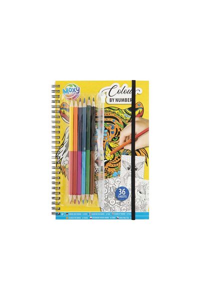 Bebeluc Set creativ, Coloreaza pe numere, A4, 36 pag, 6 creioane duble, Moxy