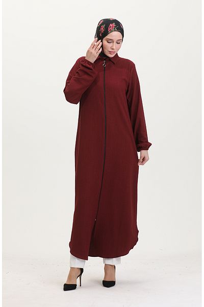 sefamerve Claret Red Ferace - Με γιακά και φερμουάρ, Μοντέλο 1021-02