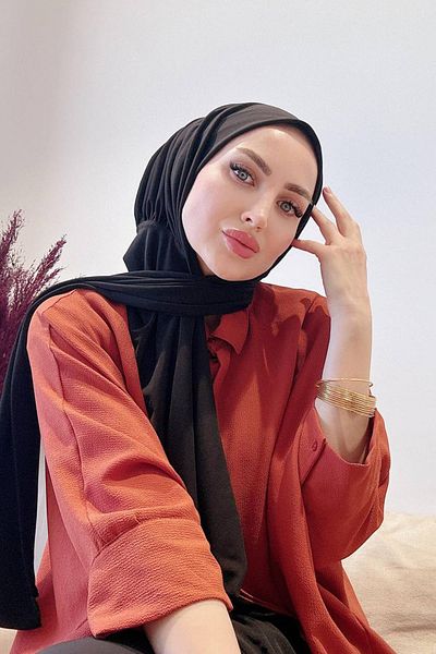 SAYRA Shawl Women's Black Lycra Fabric Ready Snap Shawl Syr008
