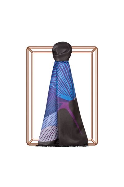ipekevi Black Violet Silkworm Silk Shawl 6435